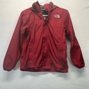 The North Face Youth Unisex Nylon Jacket w/hood LG brick Red/Gray PREOWNED